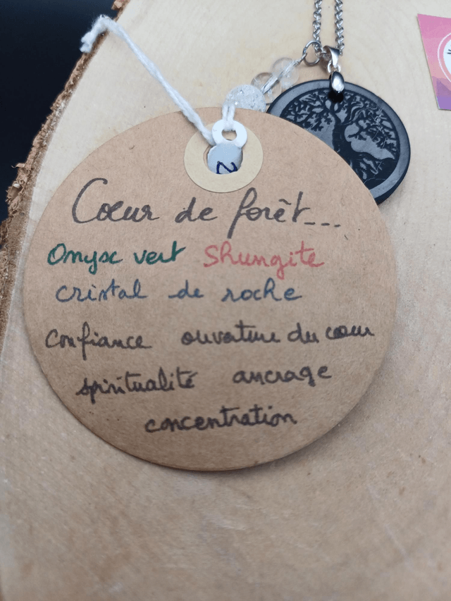 Collier shungite arbre de vie / onyx vert / cristal