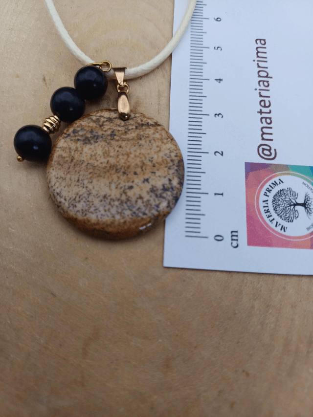 Collier jaspe paysage / shungite 