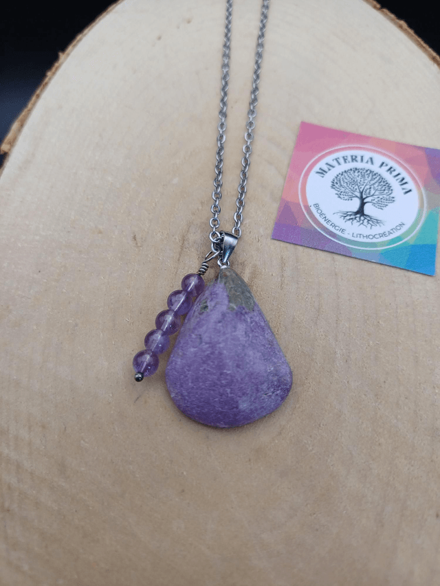 Collier Stichtite serpentine / améthyste