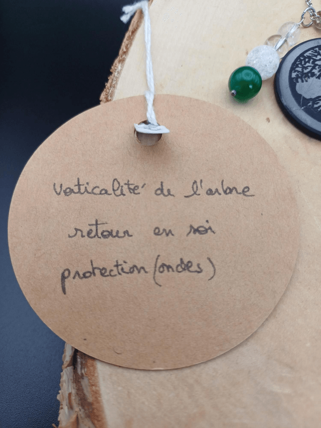 Collier shungite arbre de vie / onyx vert / cristal