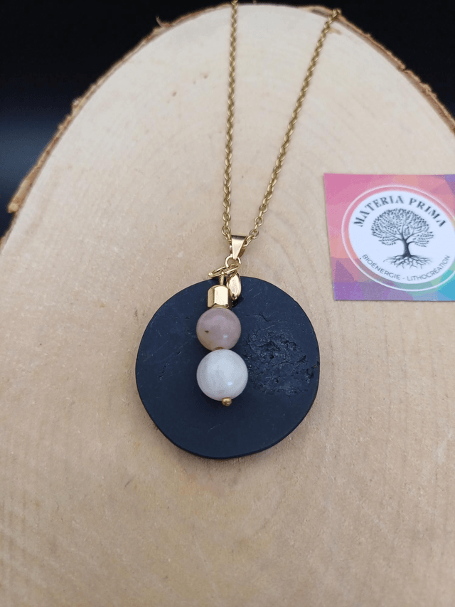 Collier shungite / pierre de lune