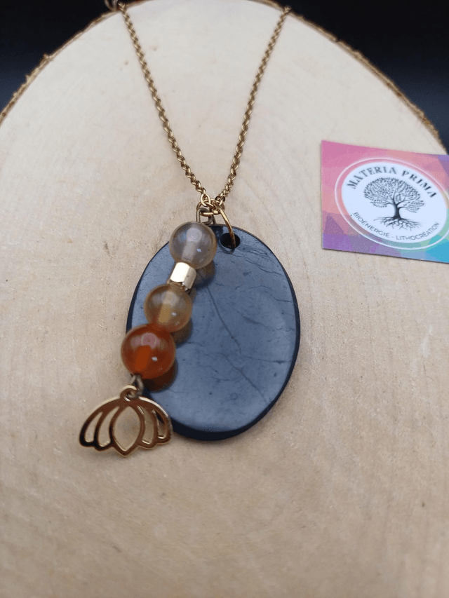 Collier shungite / cornaline 