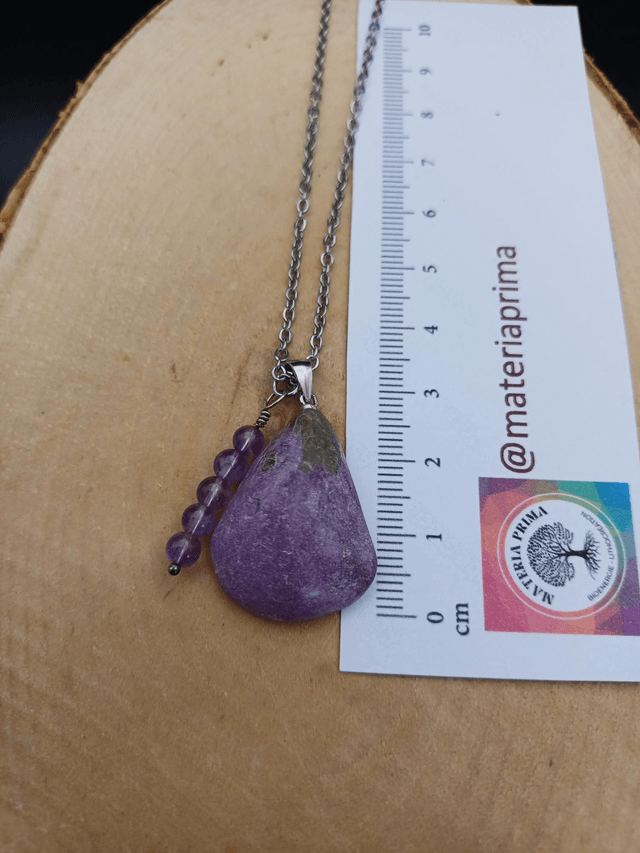 Collier Stichtite serpentine / améthyste